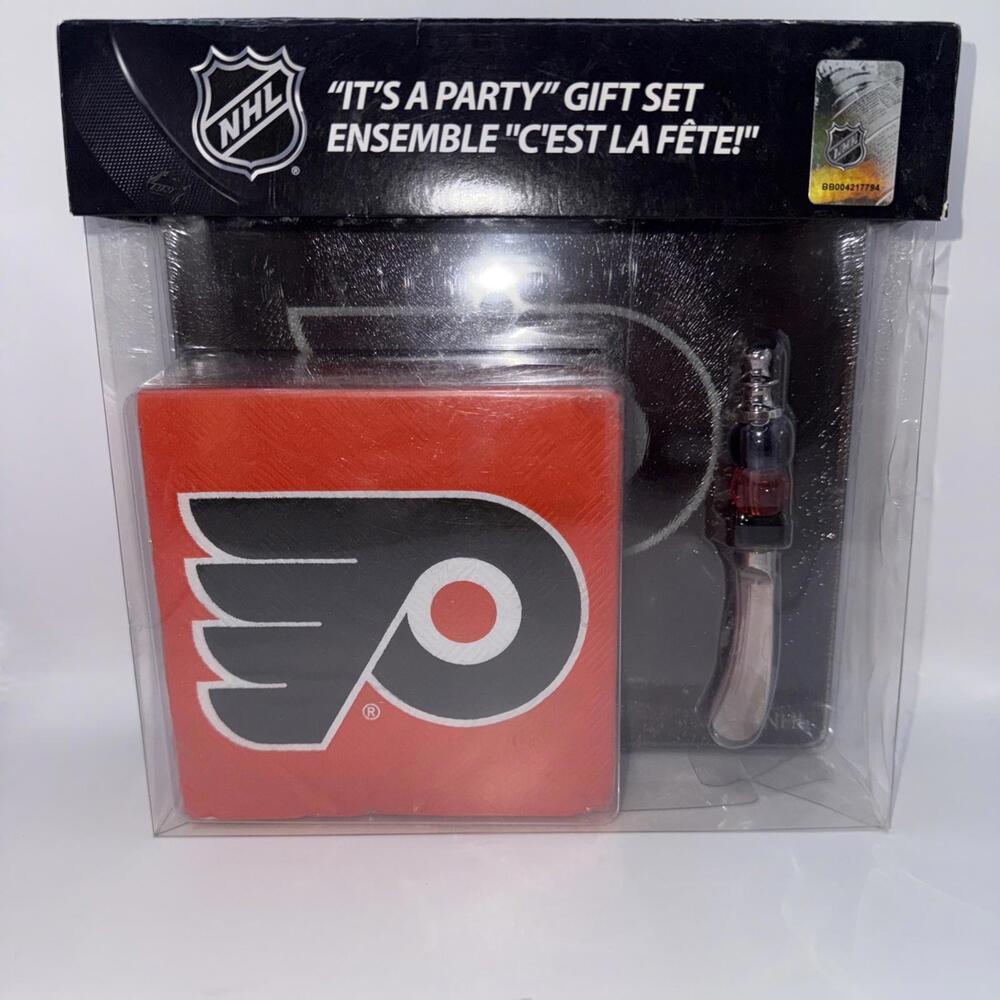 Philadelphia Flyers It’s A Party Gift Set  Napkin Spreader Tempered Glass Plate